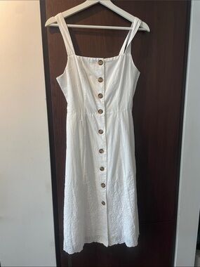 GAP White Eyelet Button-Front Midi Sundress